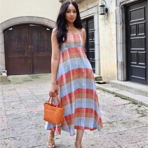 Madewell Empire-Waist Midi Dress in Plaid NV473  NWT